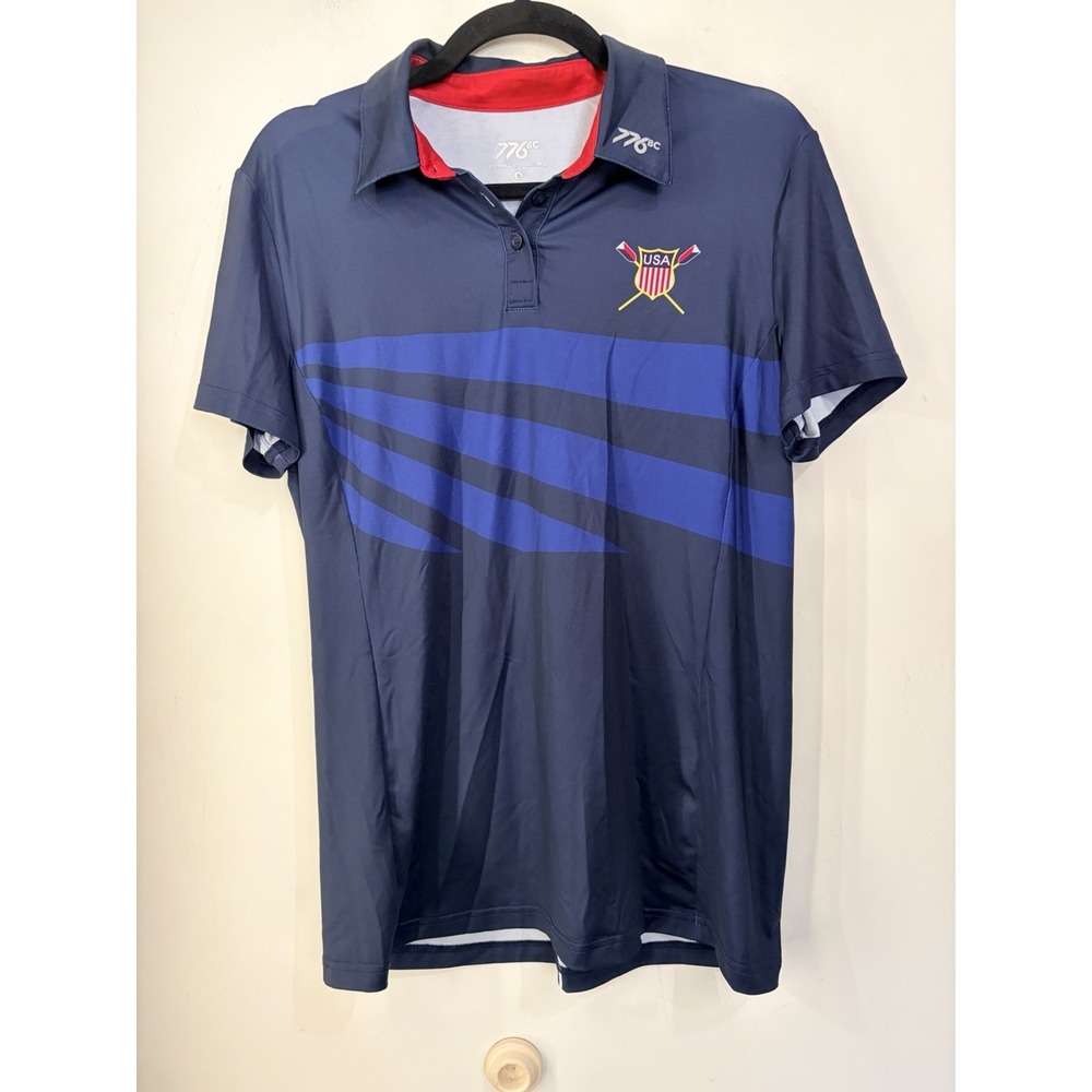 776BC USRowing USA Rowing Team Polo Men's Medium Navy Blue Performance